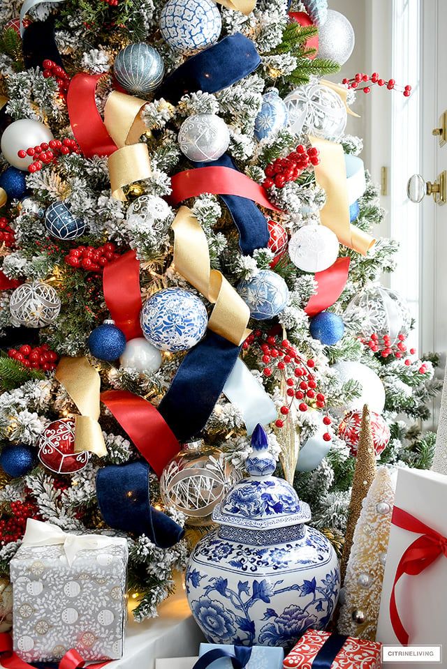 Red Blue Silver Christmas Tree Ideas