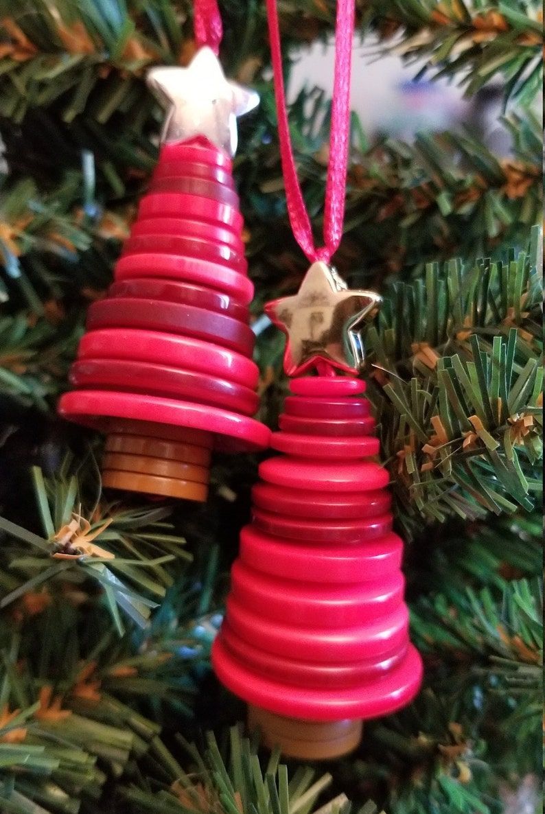 Red Button Christmas Tree Ornament