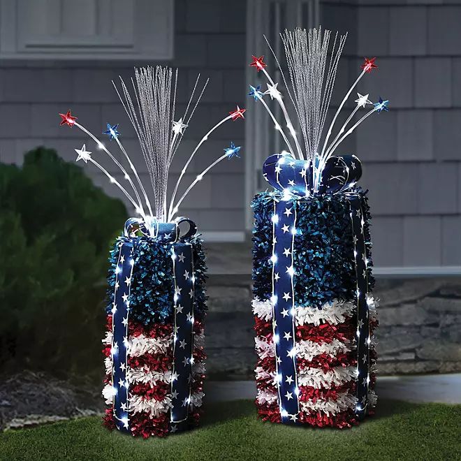 Red, White, and Blue Tinsel Centerpiece