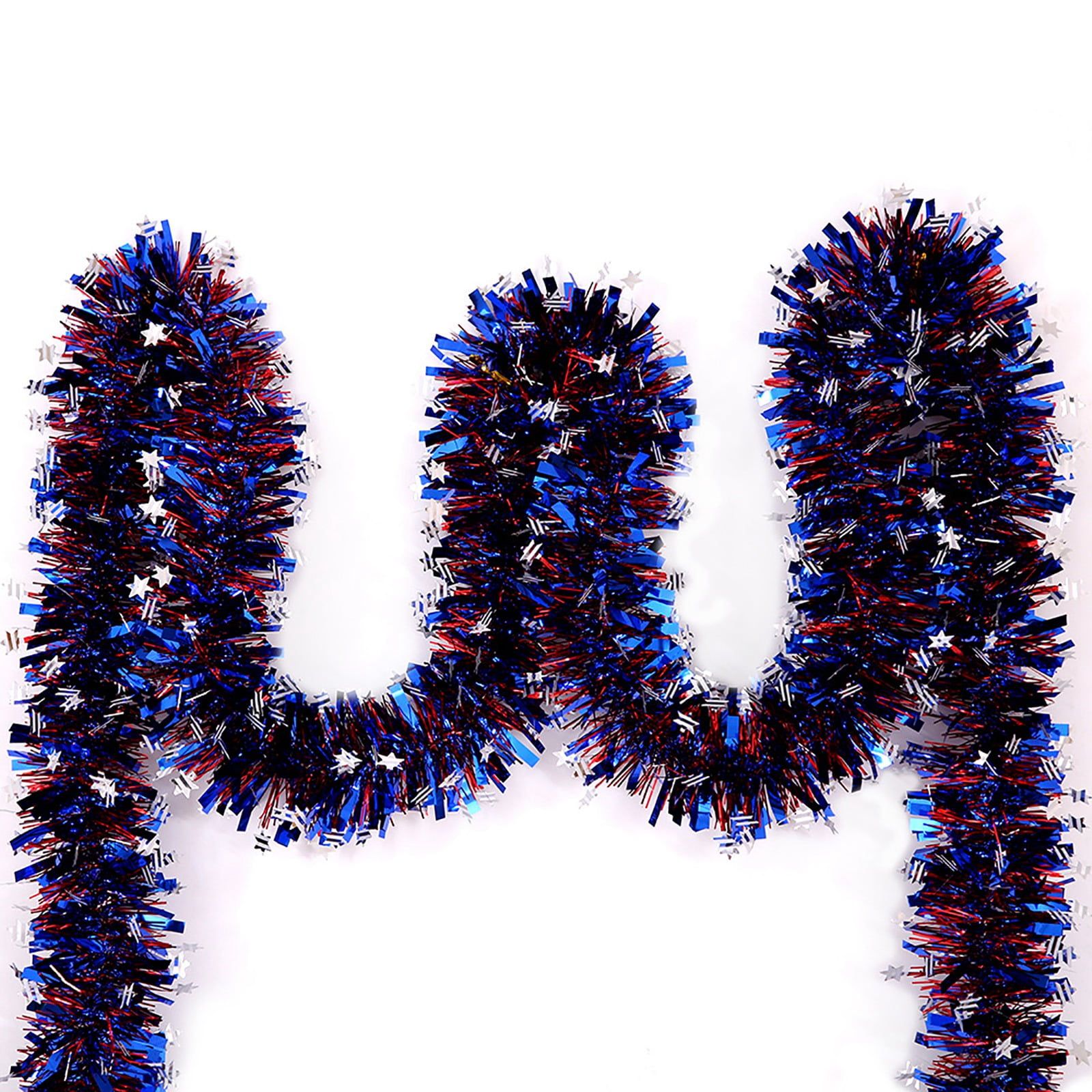 Red, White, and Blue Tinsel Window Decor