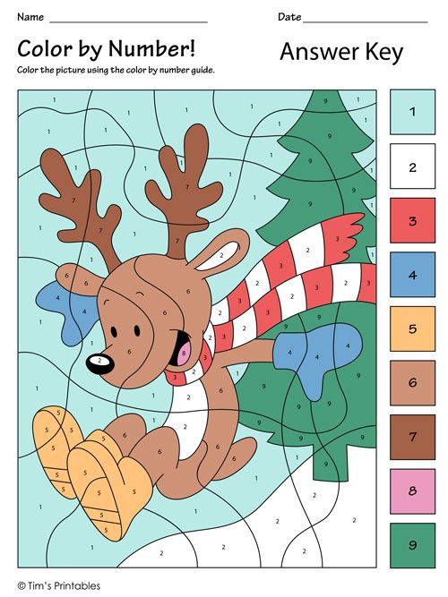 Reindeer Games Number Coloring Page