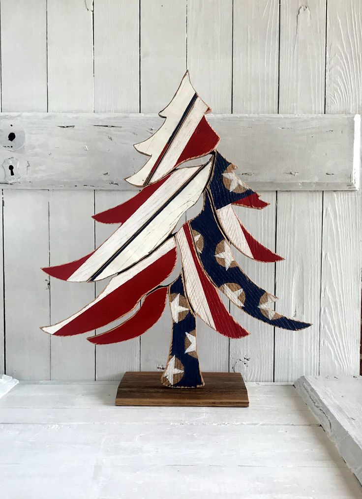 Rustic Chic Red White Blue Christmas Tree