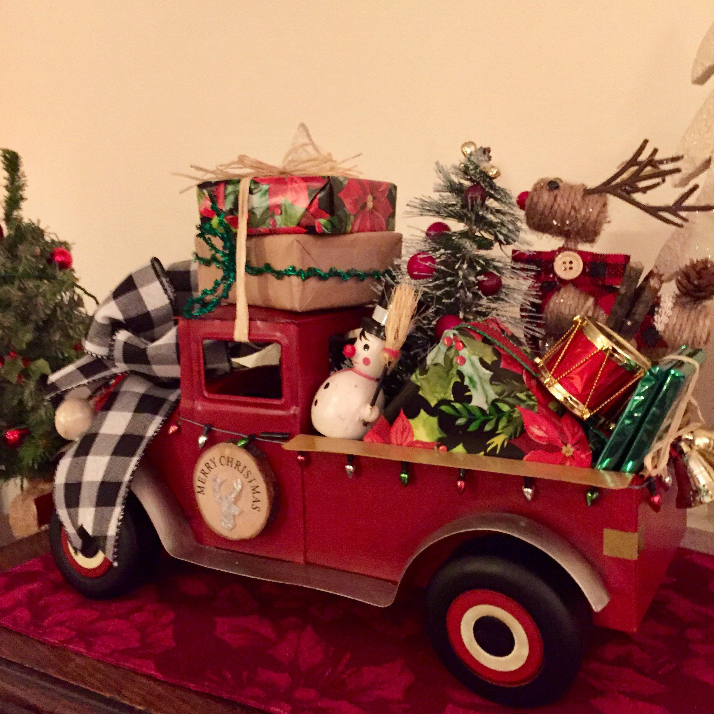 Rustic Farmhouse Little Red Truck Christmas Decorations