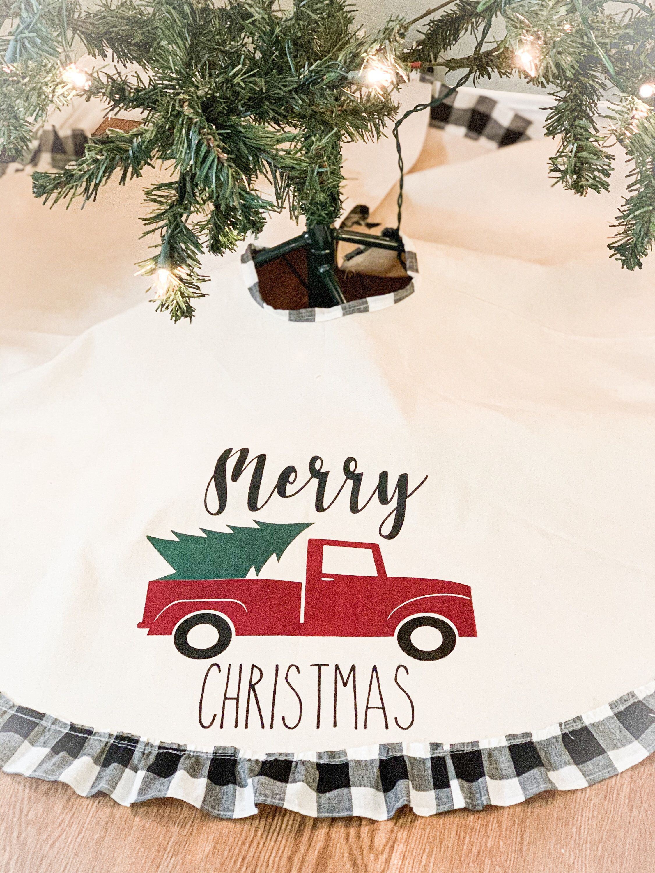 Rustic Red Truck Christmas Tree Skirt