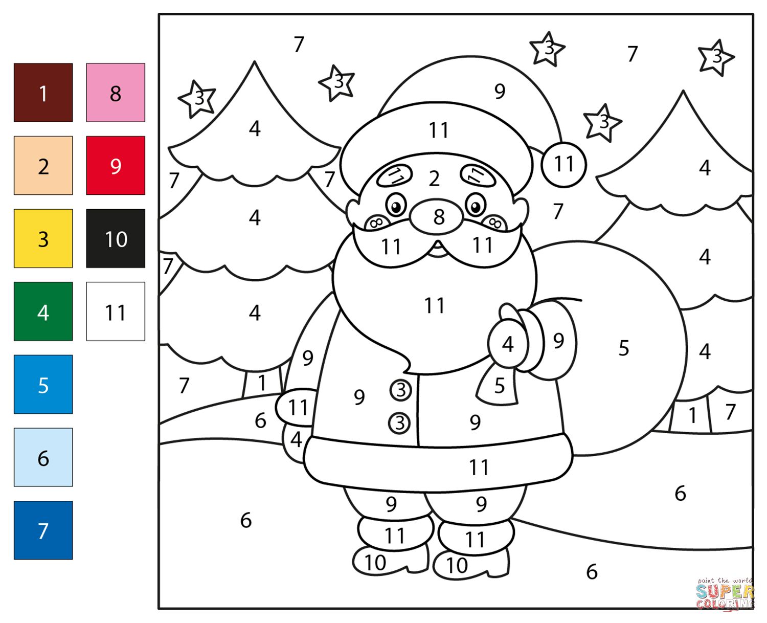 Santa Claus Color By Number