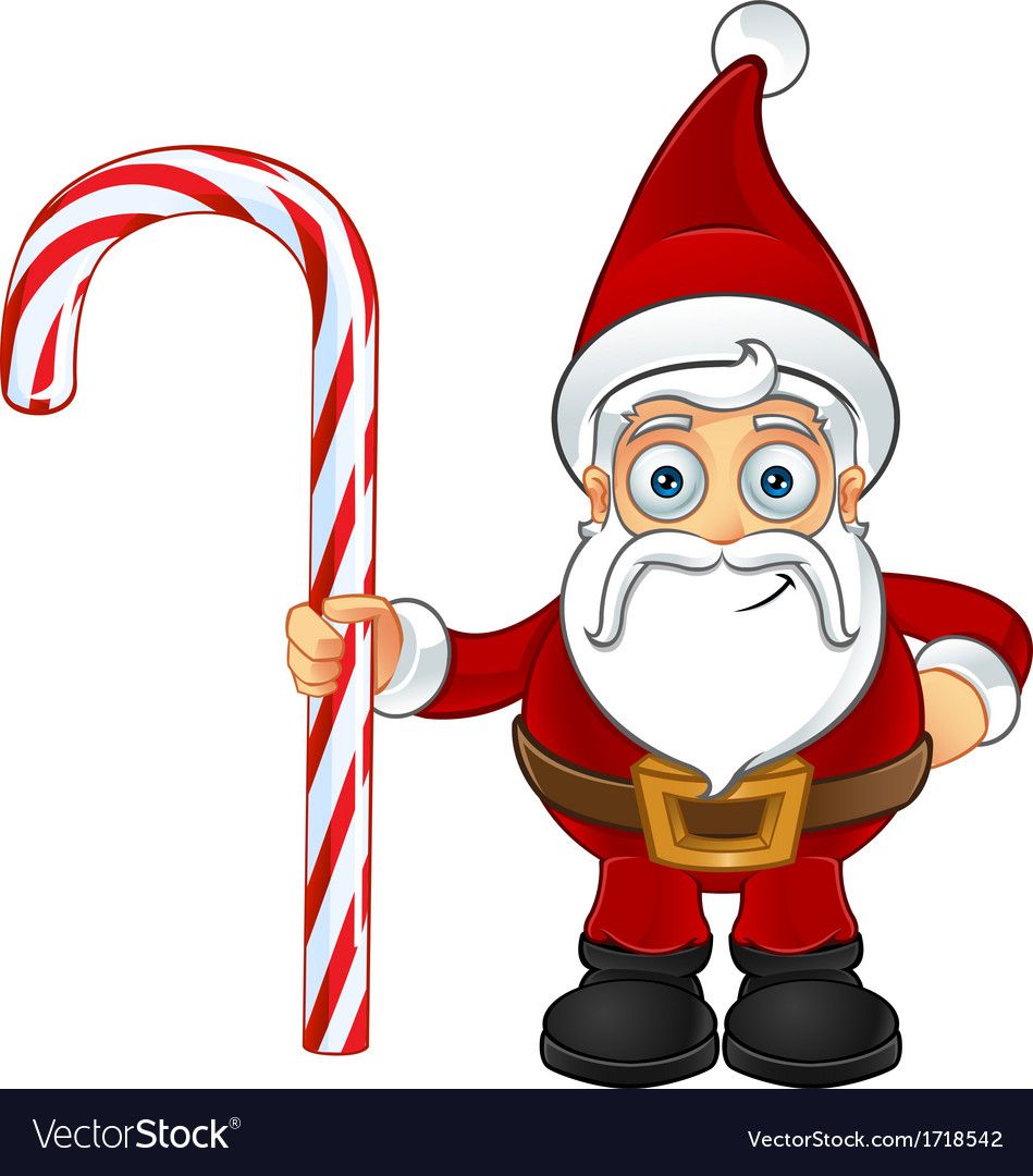 Santa Claus with Candy Cane Clip Art