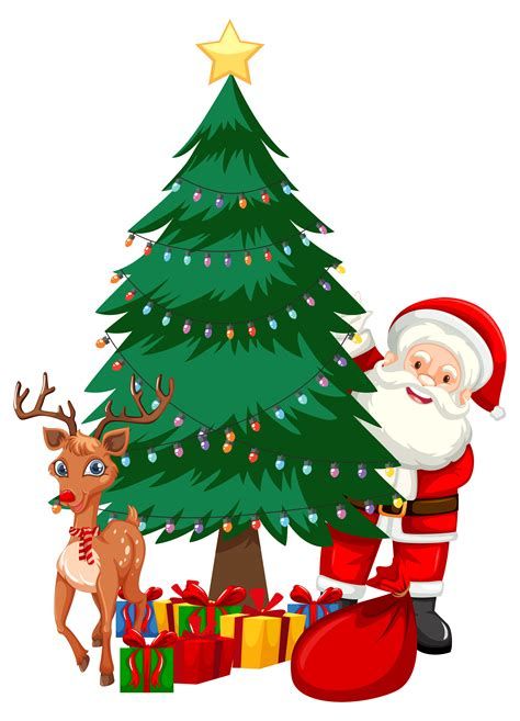 Santa Claus with Christmas Tree Clip Art