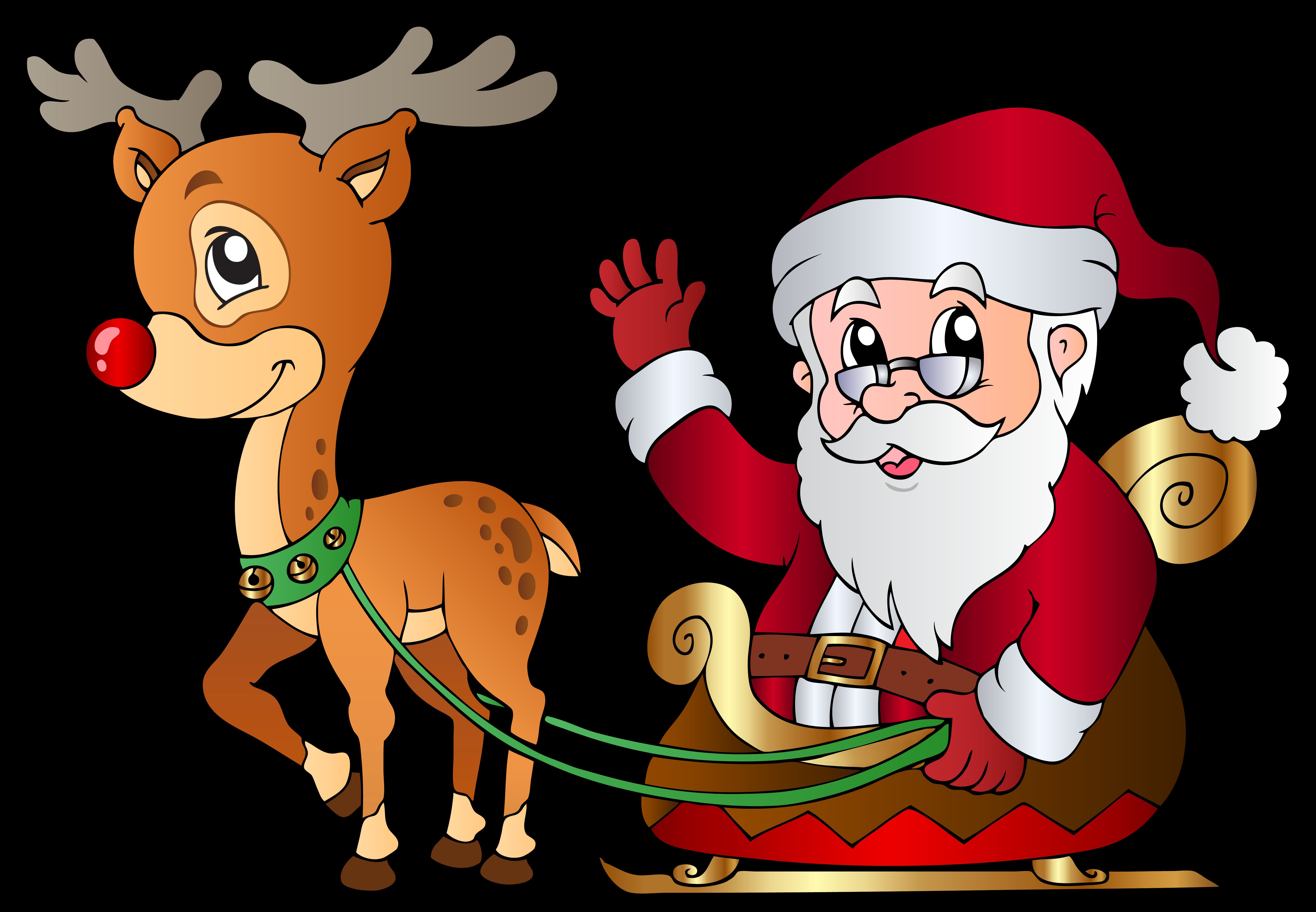 Santa Claus with Reindeer Clip Art