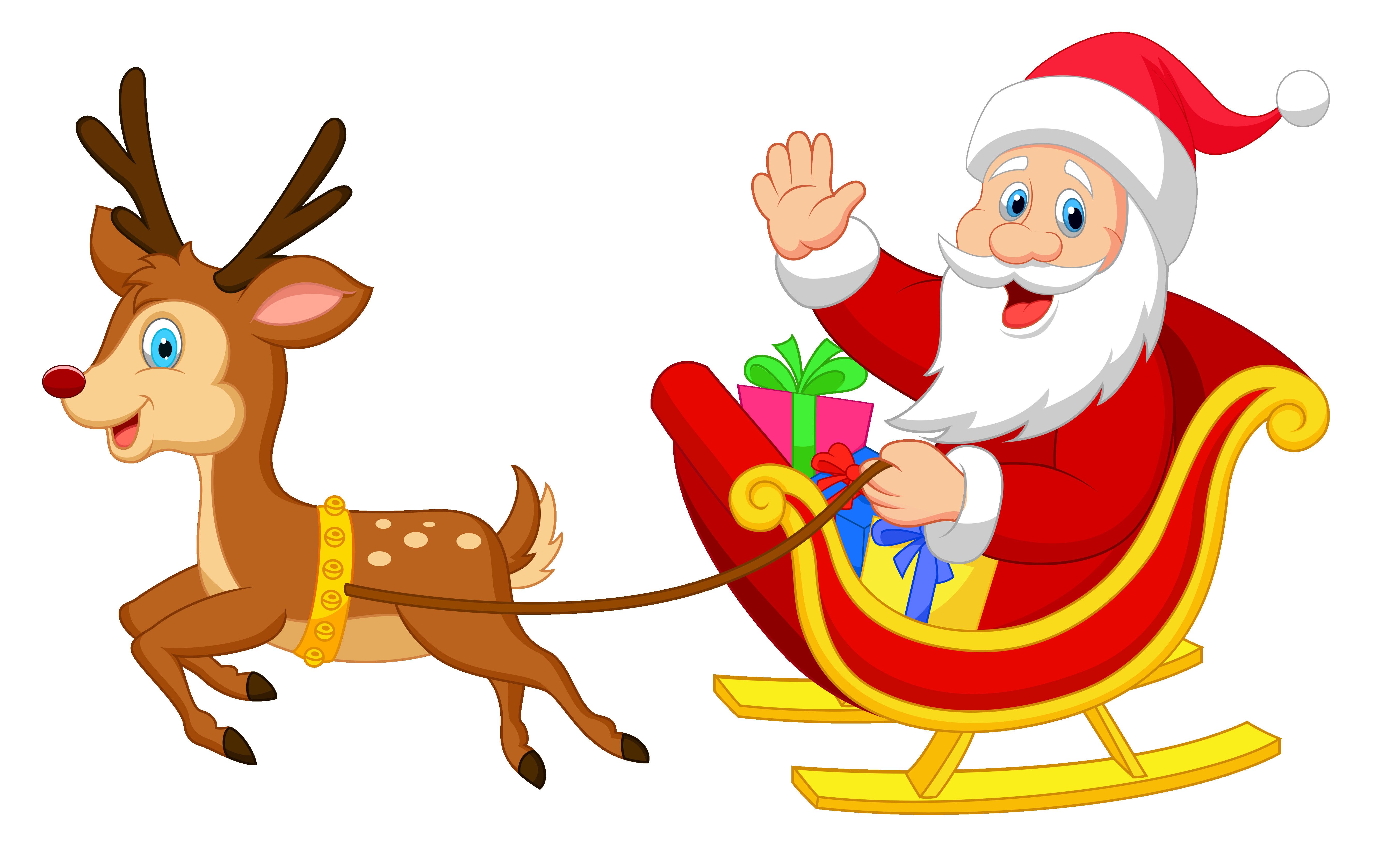 Santa Claus with Sleigh Clip Art