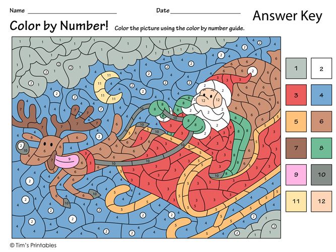 Santa's Sleigh Number Coloring Page