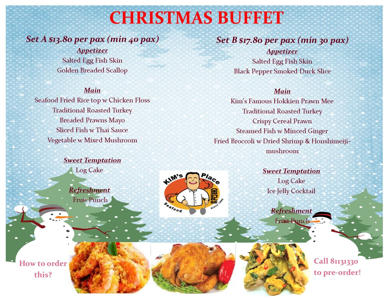 Seafood Christmas Menu