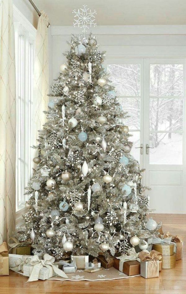 Silver Leaf Christmas Tree Decorations