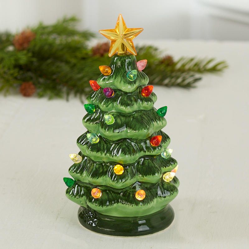 Small Ceramic Lighted Christmas Tree Decoration Ideas