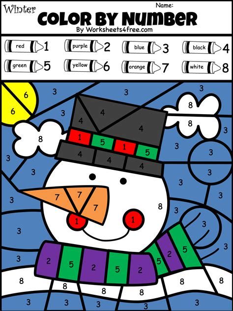 Snowman Color By Number