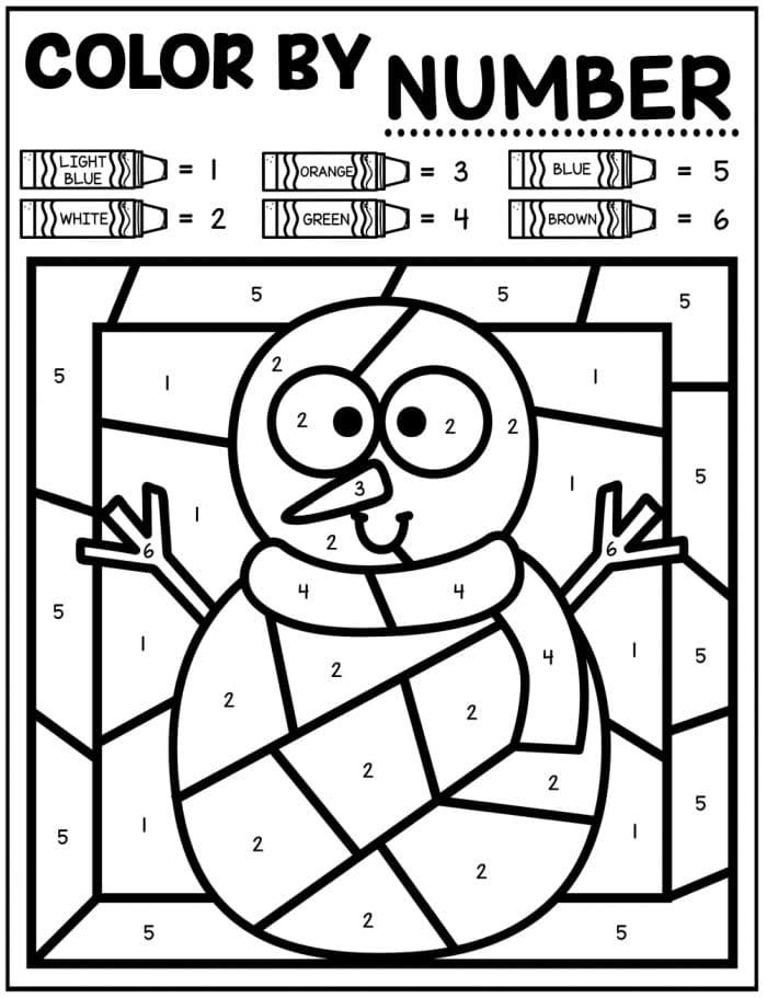 Snowman Fun Number Coloring Page