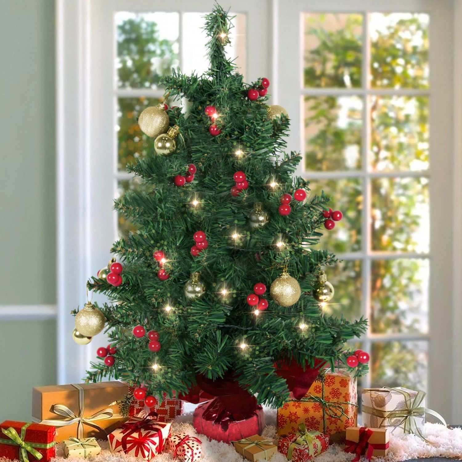 Tabletop Battery Operated Christmas Tree Decorating Ideas