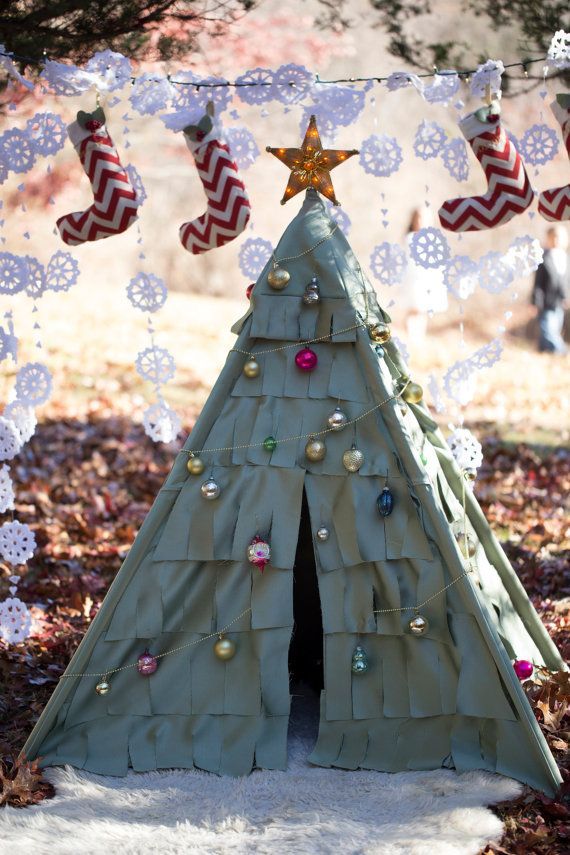 Teepee Tent Christmas Tree Decorating Ideas