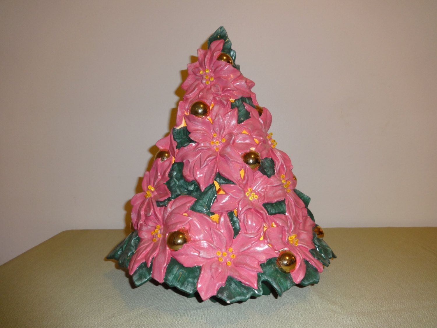 Vintage Pink Poinsettia Tree