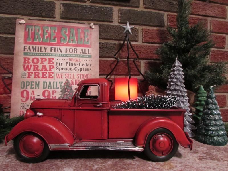 Vintage Red Truck Christmas Tree Picture 1