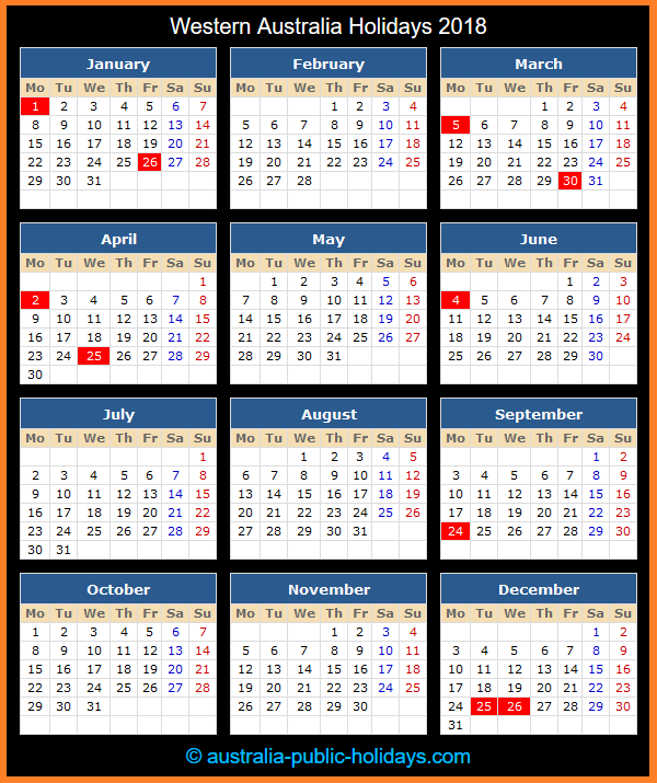 Wa Christmas Public Holidays 2018: Key Dates Revealed