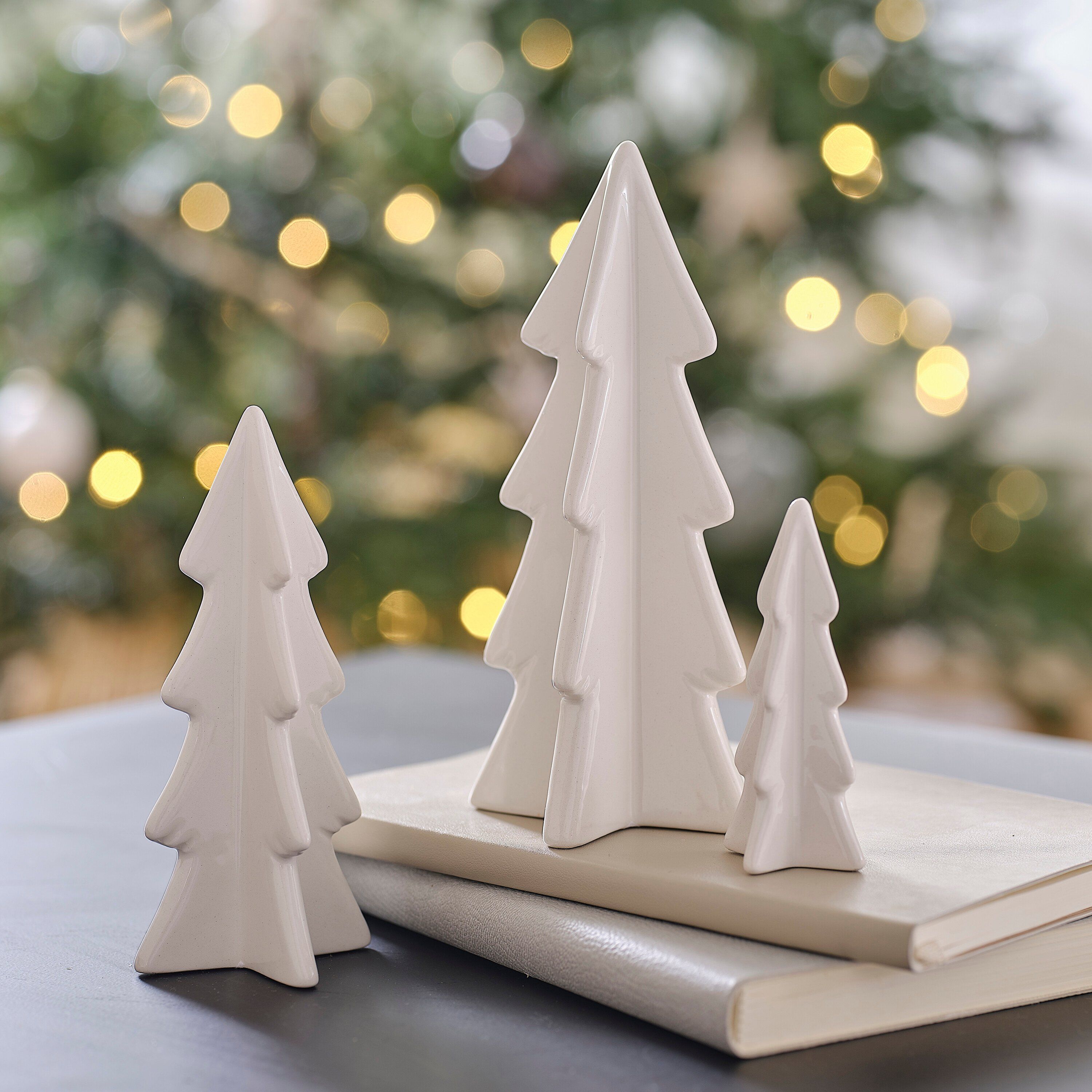 White Ceramic Christmas Tree Ornaments