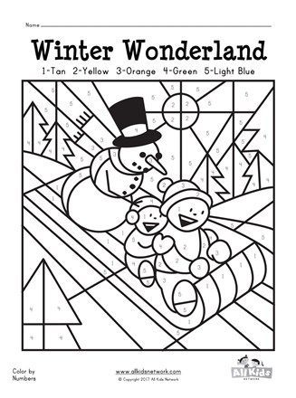 Winter Wonderland Number Coloring Page