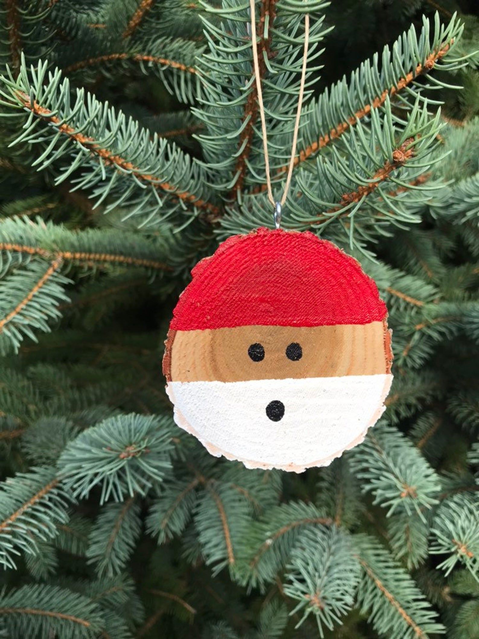 Wooden Santa Ornaments