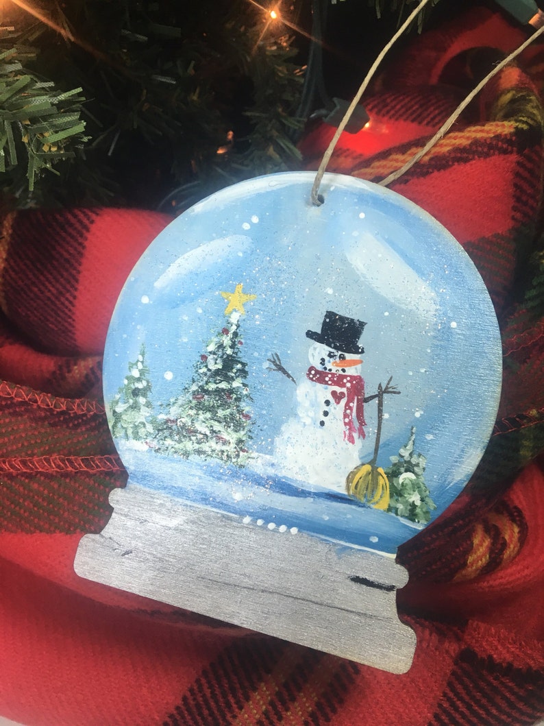 Wooden Snow Globe Ornaments