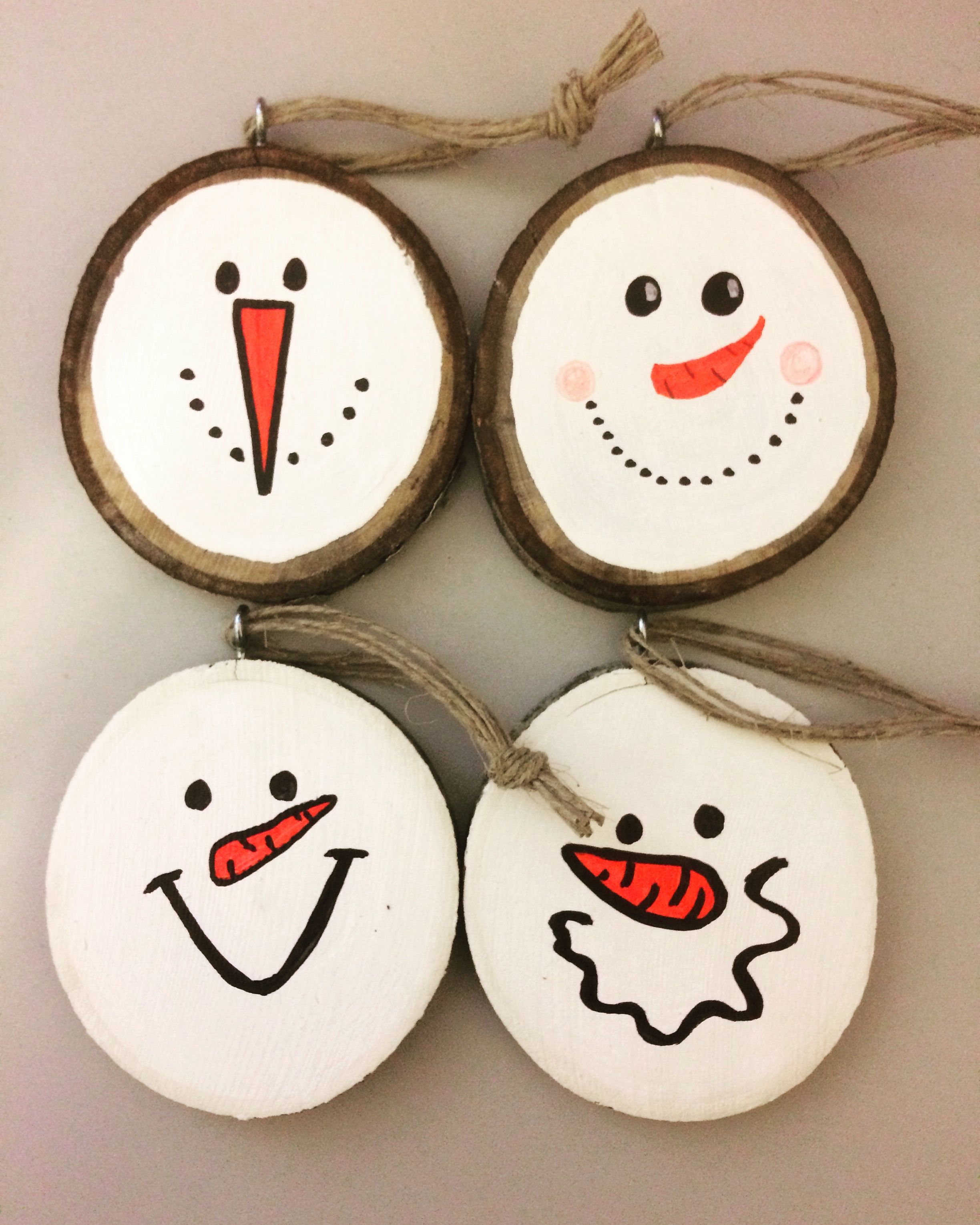 Wooden Snowman Ornaments