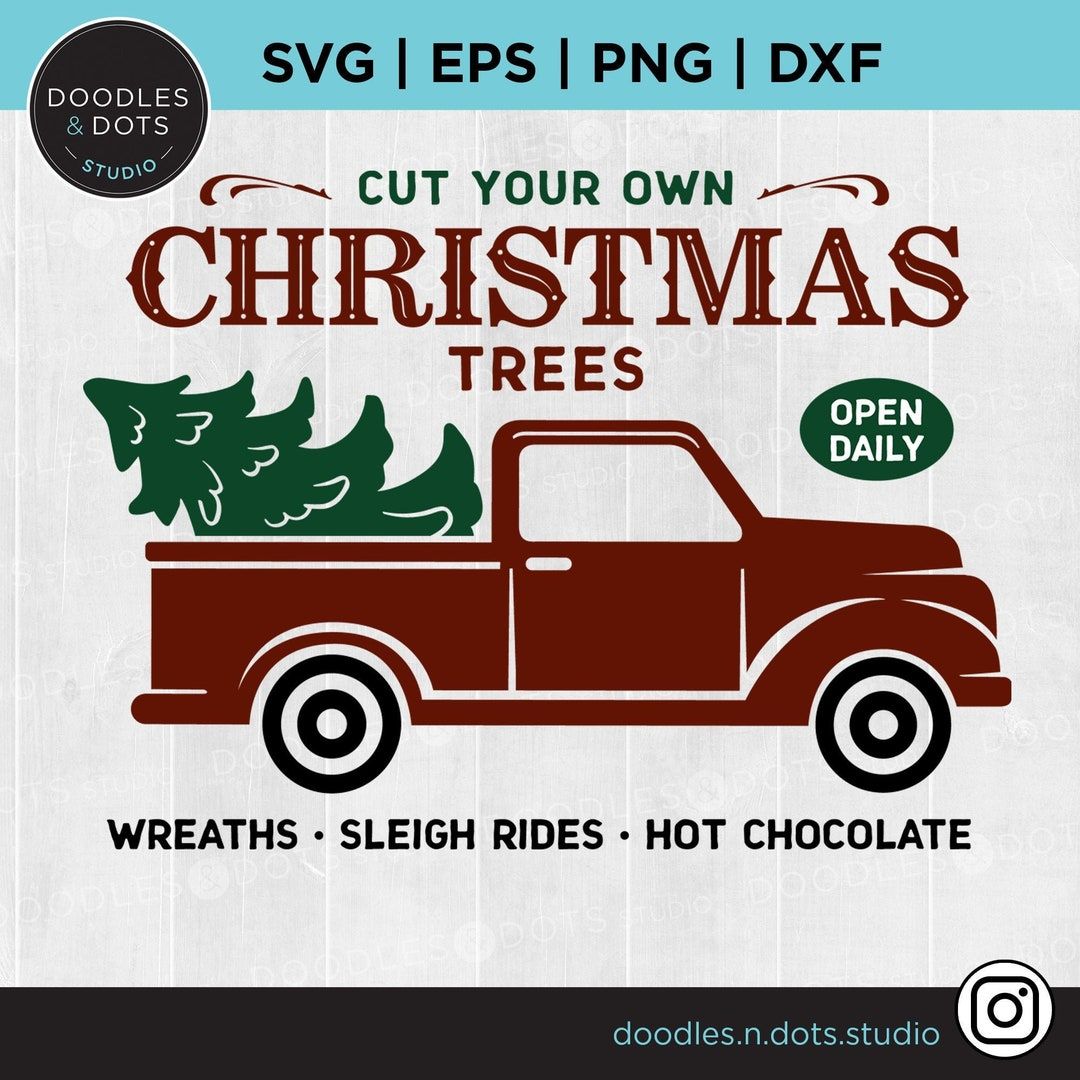 Red Pickup Truck Christmas Tree Svg