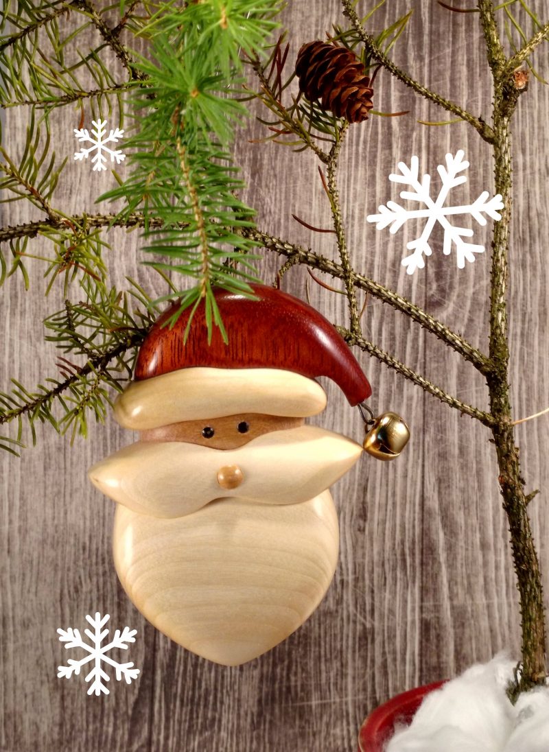 Wooden Santa Ornaments