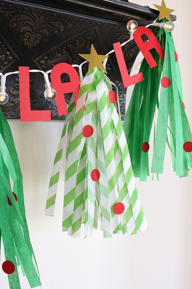 Tissue Paper Christmas Tree Garland